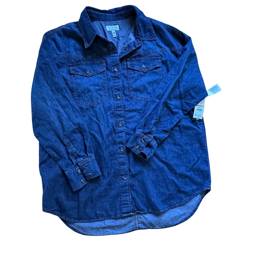 NWT Blue Denim Button-Up Shirt/Tunic